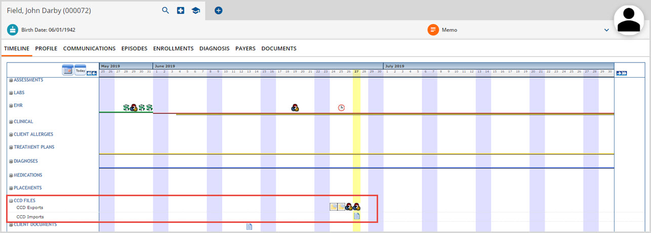 CCD Files VHR Timeline View